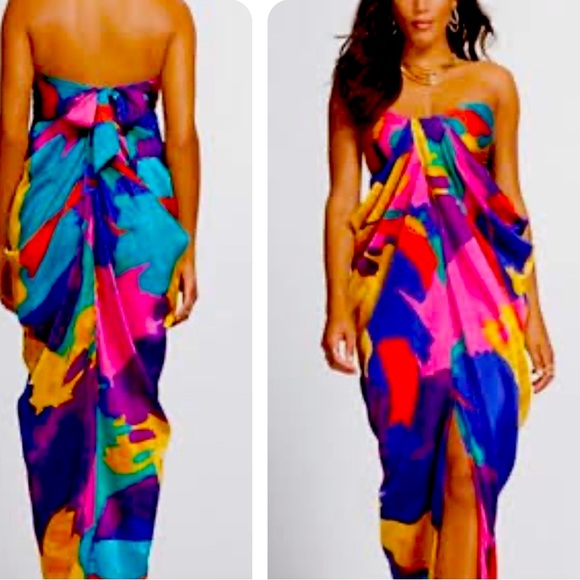 NY&Co Multi Color Asymmetrical Strapless Dress #36 - Picture 2 of 2